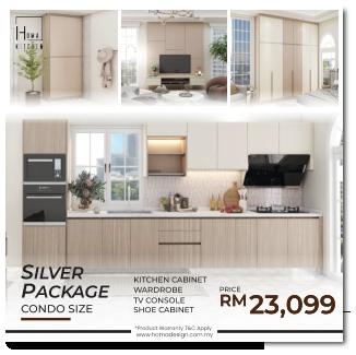 SILVER PACKAGE CONDO SIZE KITCHEN CABINET WARDROBE  TV CONSOLE SHOE CABINET  *Product Warranty T&C Apply www.homadesign.com.my RM23,099 RM23,099 PRICE